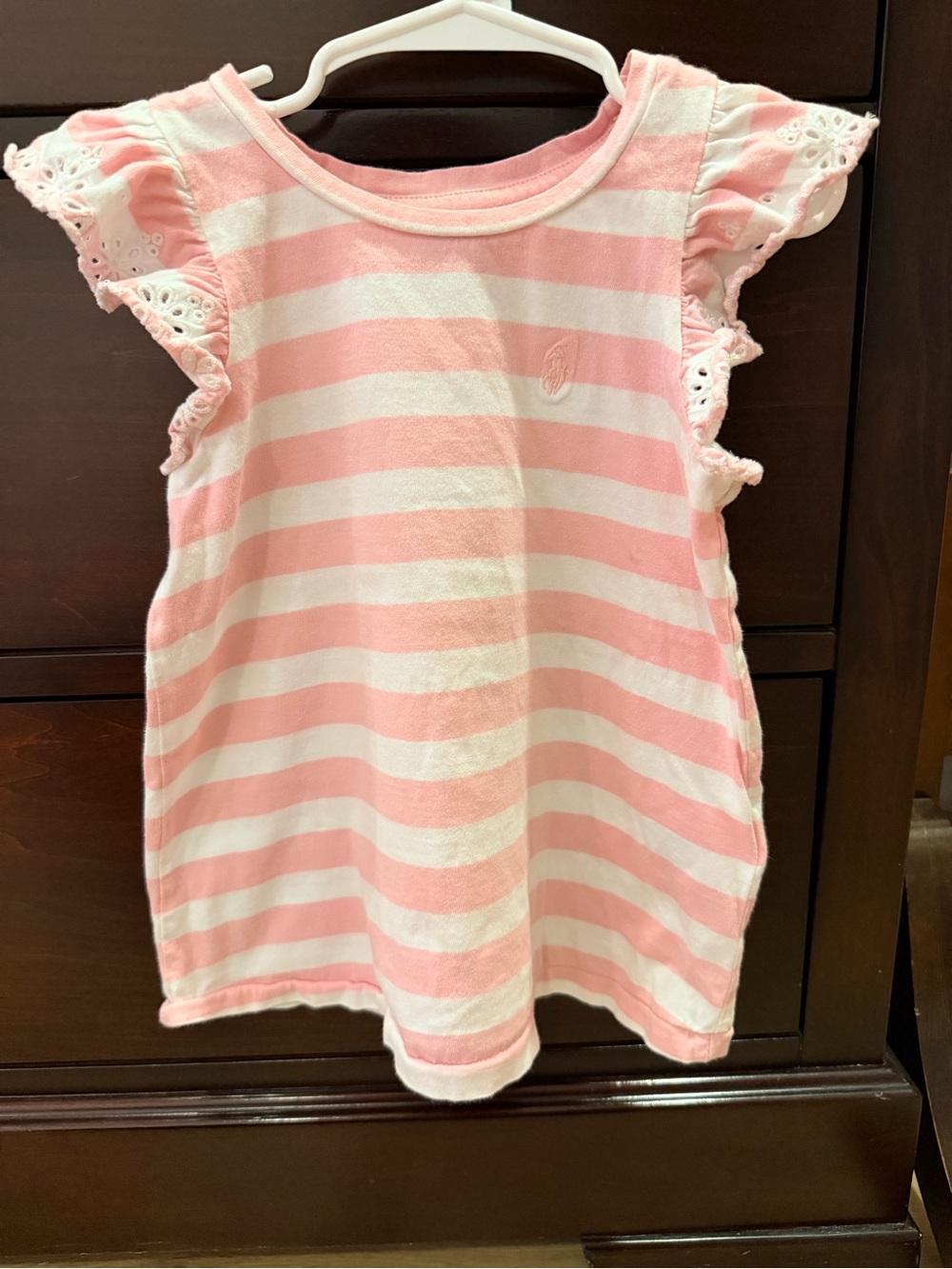 Polo by Ralph Lauren Pink and White Striped Girls Dress Top